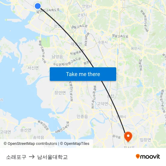 소래포구 to 남서울대학교 map
