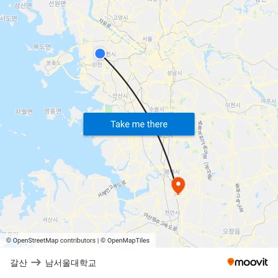 갈산 to 남서울대학교 map