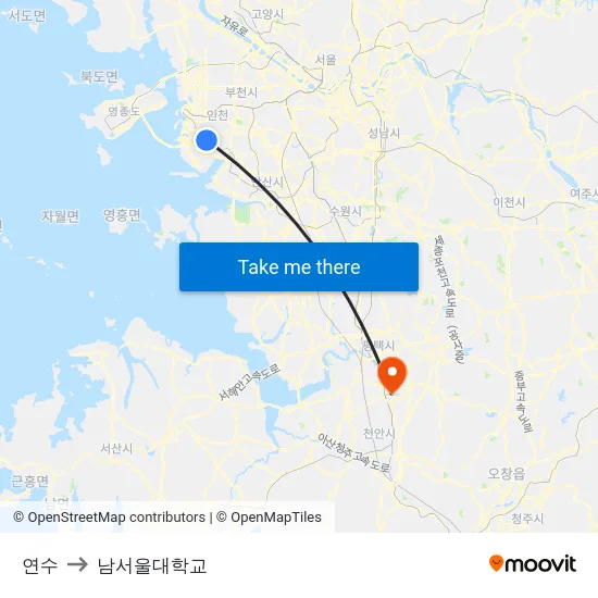 연수 to 남서울대학교 map