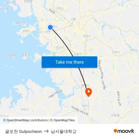 굴포천 Gulpocheon to 남서울대학교 map