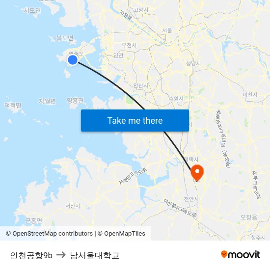 인천공항9b to 남서울대학교 map