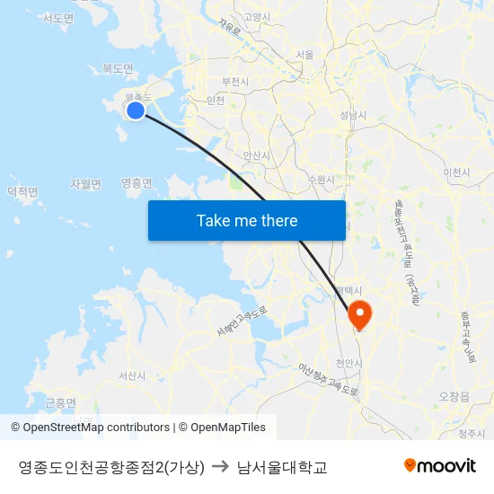 영종도인천공항종점2(가상) to 남서울대학교 map