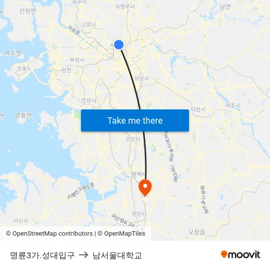 명륜3가.성대입구 to 남서울대학교 map