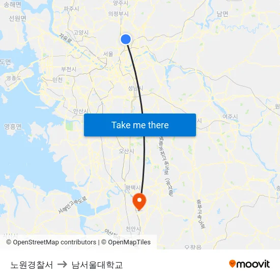 노원경찰서 to 남서울대학교 map