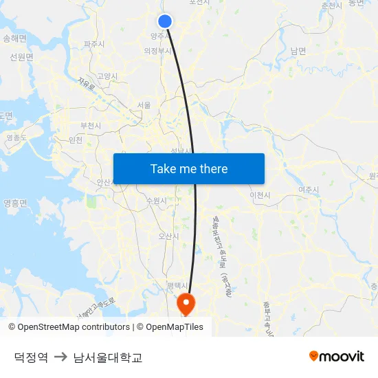 덕정역 to 남서울대학교 map