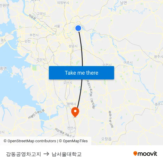 강동공영차고지 to 남서울대학교 map