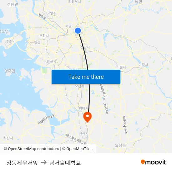 성동세무서앞 to 남서울대학교 map