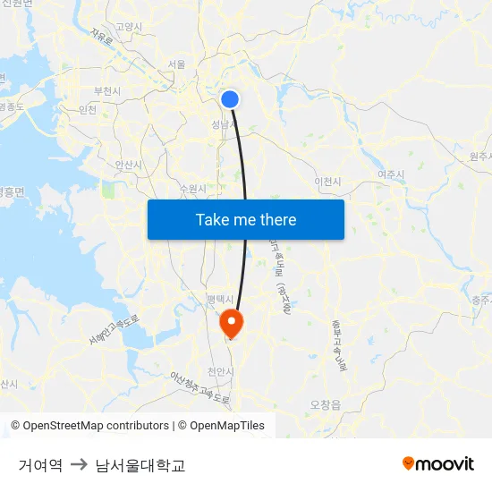 거여역 to 남서울대학교 map
