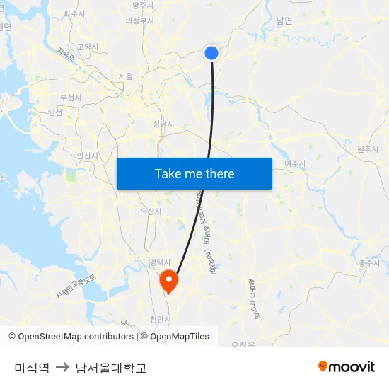 마석역 to 남서울대학교 map