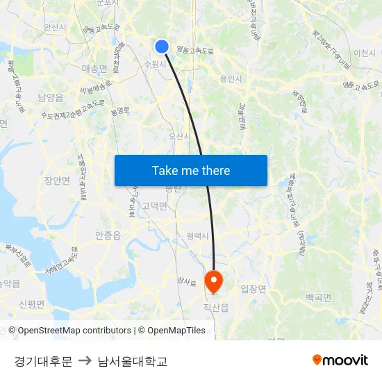 경기대후문 to 남서울대학교 map