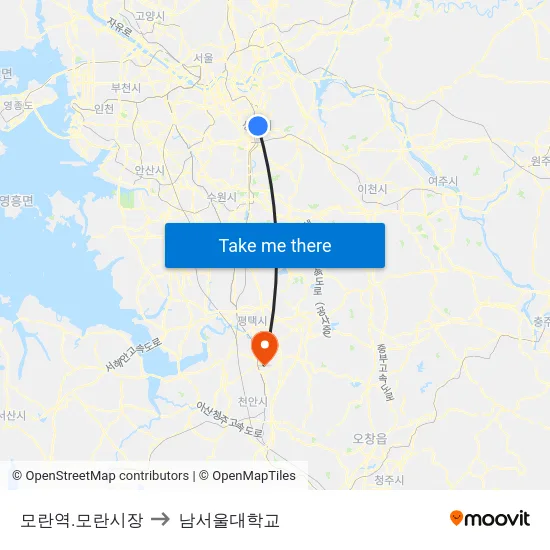 모란역.모란시장 to 남서울대학교 map