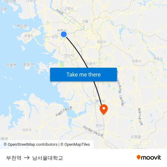 부천역 to 남서울대학교 map