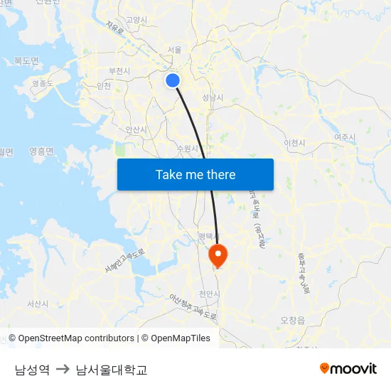 남성역 to 남서울대학교 map