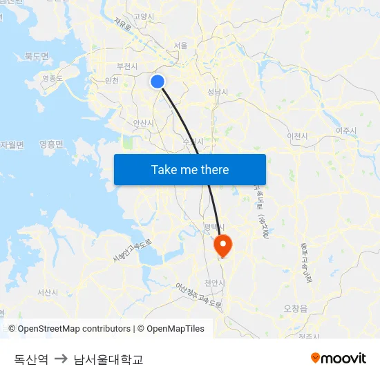 독산역 to 남서울대학교 map