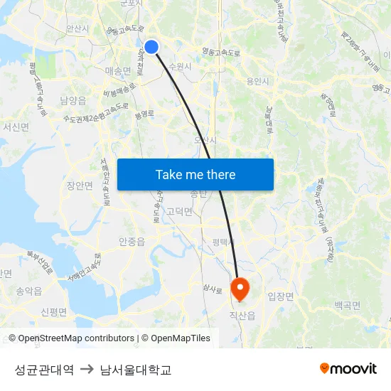 성균관대역 to 남서울대학교 map