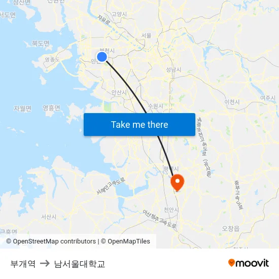 부개역 to 남서울대학교 map