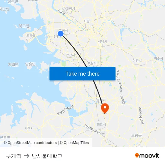부개역 to 남서울대학교 map