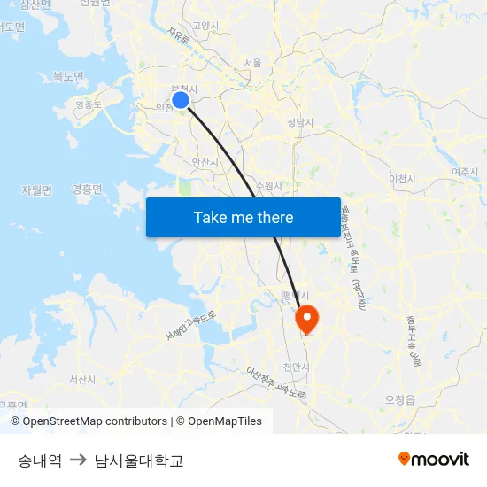 송내역 to 남서울대학교 map