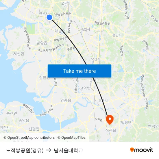 노적봉공원(경유) to 남서울대학교 map