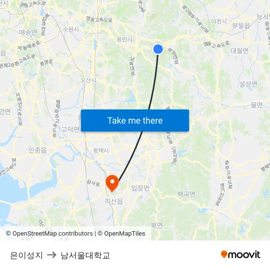 은이성지 to 남서울대학교 map