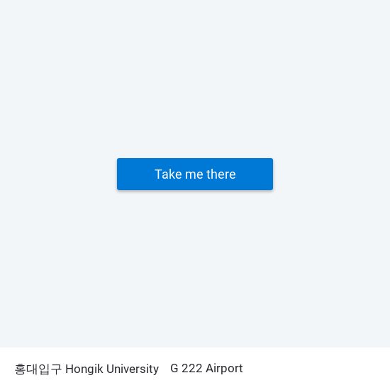 홍대입구 Hongik University to G 222 Airport map