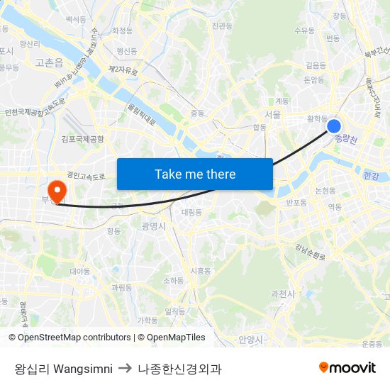 왕십리 Wangsimni to 나종한신경외과 map