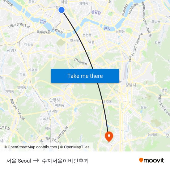 서울 Seoul to 수지서울이비인후과 map