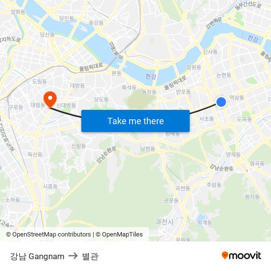강남 Gangnam to 별관 map
