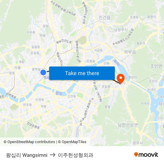 왕십리 Wangsimni to 이주헌성형외과 map