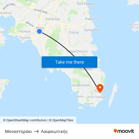 Μοναστηράκι to Λαυρεωτικής map