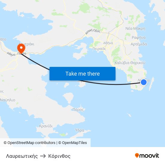 Λαυρεωτικής to Κόρινθος map