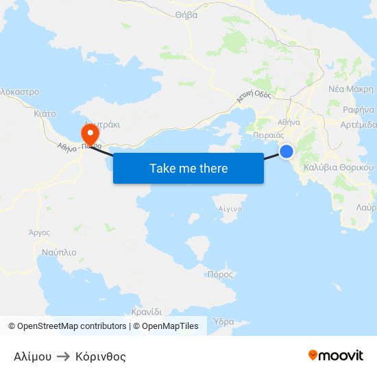 Αλίμου to Κόρινθος map
