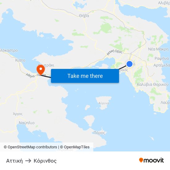 Αττική to Κόρινθος map