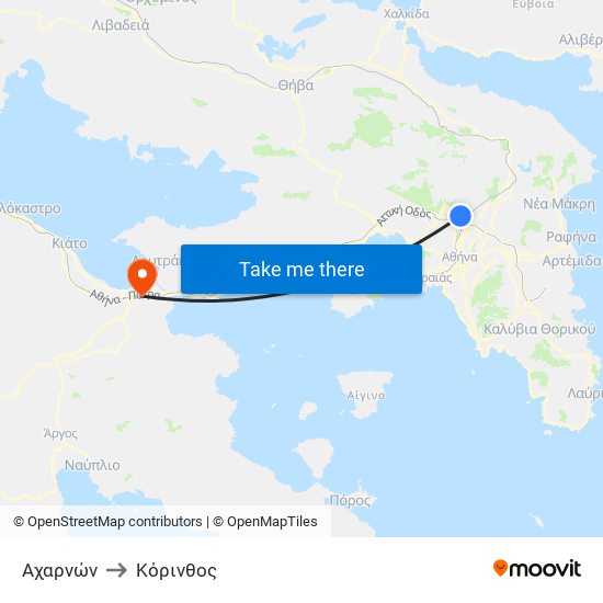 Αχαρνών to Κόρινθος map