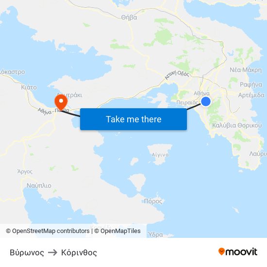 Βύρωνος to Κόρινθος map