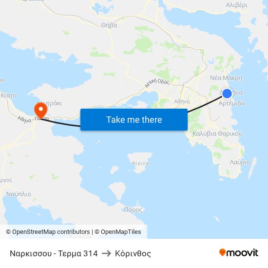 Ναρκισσου - Τερμα 314 to Κόρινθος map