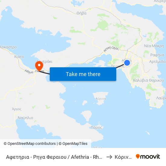 Αφετηρια - Ρηγα Φεραιου / Afethria - Rhga Feraioy to Κόρινθος map