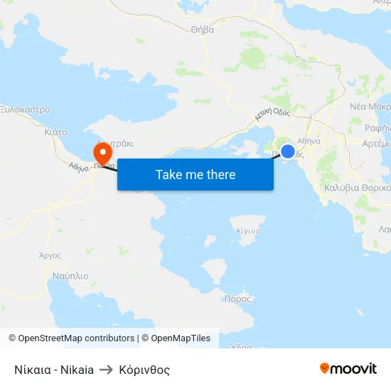 Νίκαια - Nikaia to Κόρινθος map