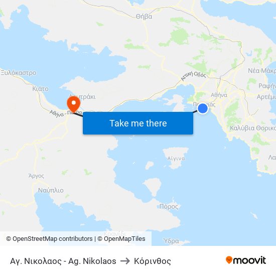 Αγ. Νικολαος - Ag. Nikolaos to Κόρινθος map