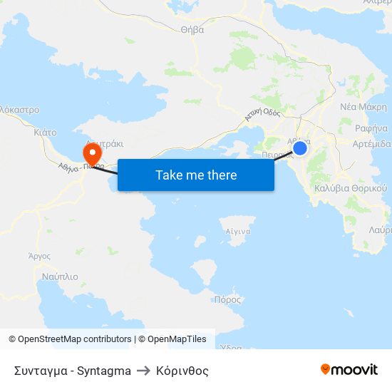 Συνταγμα - Syntagma to Κόρινθος map