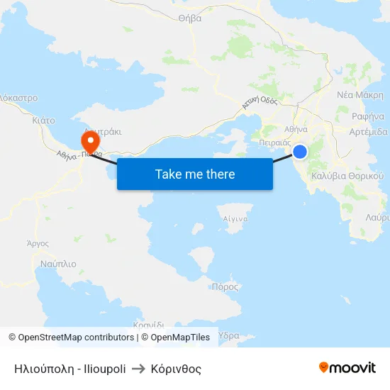 Ηλιούπολη - Ilioupoli to Κόρινθος map