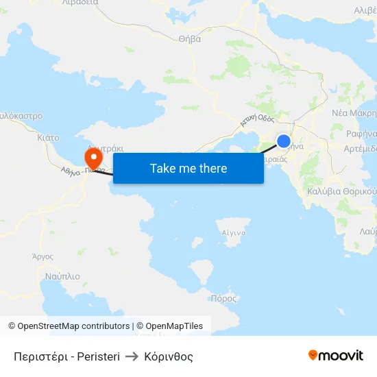 Περιστέρι - Peristeri to Κόρινθος map