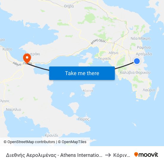 Διεθνής Αερολιμένας - Athens International Airport to Κόρινθος map