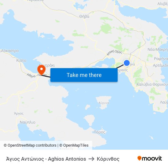 Άγιος Αντώνιος - Aghios Antonios to Κόρινθος map