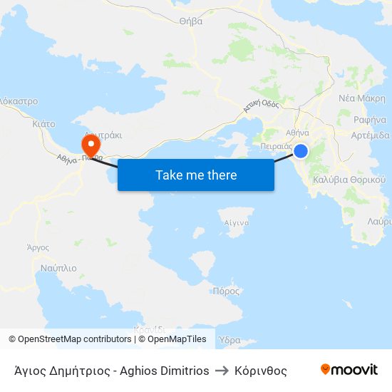 Άγιος Δημήτριος - Aghios Dimitrios to Κόρινθος map