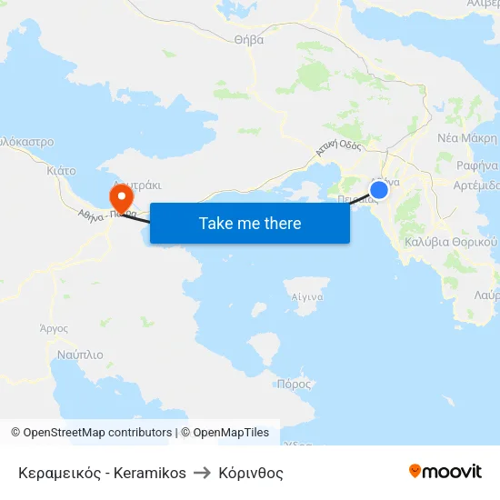 Κεραμεικός - Keramikos to Κόρινθος map