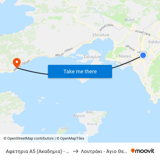 Αφετηρια Α5 (Ακαδημια) - Akadhmia to Λουτράκι - Άγιο Θεόδωροι map