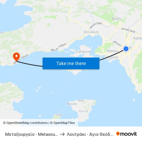 Μεταξουργείο - Metaxourghio to Λουτράκι - Άγιο Θεόδωροι map