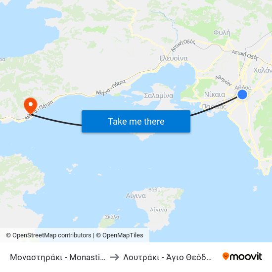 Μοναστηράκι - Monastiraki to Λουτράκι - Άγιο Θεόδωροι map