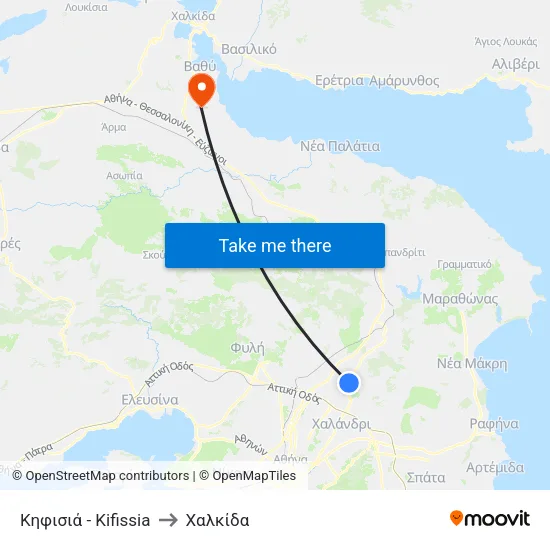 Κηφισιά - Kifissia to Χαλκίδα map